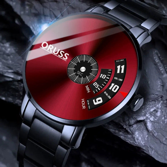 Wholesale Men's Steel Mirror Automatic Quartz Watch Leisure Style Round Dial Stainless Steel Clasp Mineral Strengthened Glass Mirror