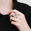 Wholesale Men's 925 Sterling Silver Ring With Moissanite Rhombus Pattern Plated Pt950 Gold