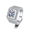 Wholesale Men's 925 Sterling Silver Ring With Moissanite Rhombus Pattern Plated Pt950 Gold