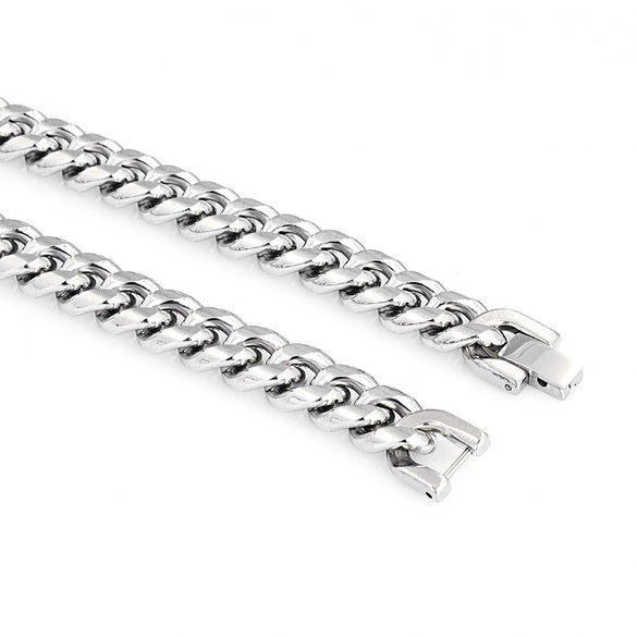 Wholesale Men's Titanium Steel And Stainless Steel Cuban Necklace With Round Mill Chain And Geometric Pattern Encryption Jewelry