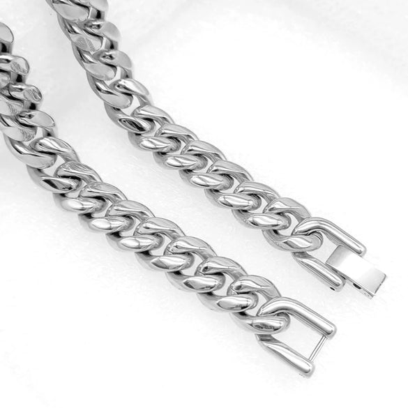 Wholesale Men's Titanium Steel And Stainless Steel Cuban Necklace With Round Mill Chain And Geometric Pattern Encryption Jewelry