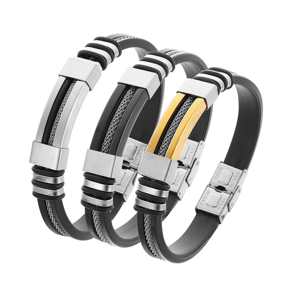 Wholesale Men's Titanium Steel Geometric Bracelet With Electroplating