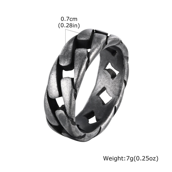Wholesale Men's Titanium Steel Geometric Chain Ring Jewelry With Electroplating