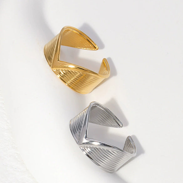 Wholesale Men's Titanium Steel Open Ring With Geometric Style Simple And Non Fading
