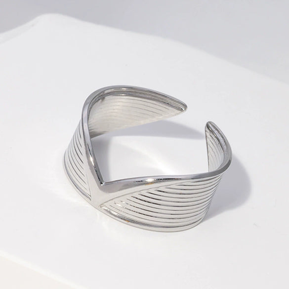Wholesale Men's Titanium Steel Open Ring With Geometric Style Simple And Non Fading