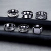 Wholesale Men's Titanium Steel Retro Punk Square Geometric Ring With Electroplating