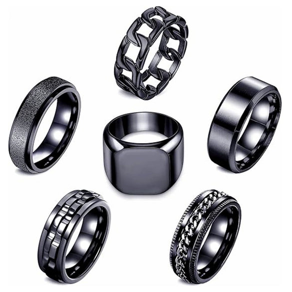 Wholesale Men's Titanium Steel Retro Punk Square Geometric Ring With Electroplating