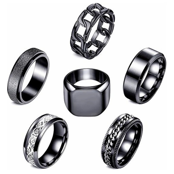 Wholesale Men's Titanium Steel Retro Punk Square Geometric Ring With Electroplating