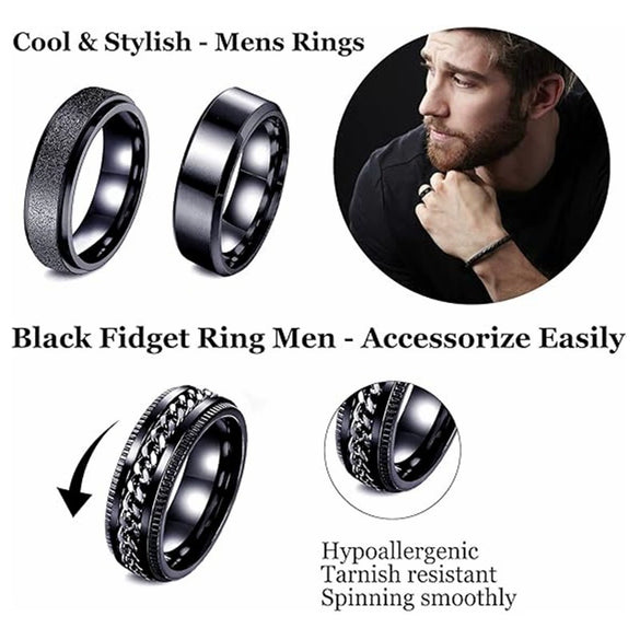 Wholesale Men's Titanium Steel Retro Punk Square Geometric Ring With Electroplating