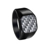 Wholesale Men's Titanium Steel Ring With Geometric Pattern And Carbon Fiber Inlay And Electroplating Processing