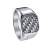Wholesale Men's Titanium Steel Ring With Geometric Pattern And Carbon Fiber Inlay And Electroplating Processing