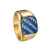 Wholesale Men's Titanium Steel Ring With Geometric Pattern And Carbon Fiber Inlay And Electroplating Processing