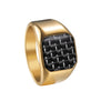 Wholesale Men's Titanium Steel Ring With Geometric Pattern And Carbon Fiber Inlay And Electroplating Processing