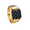 Wholesale Men's Titanium Steel Ring With Geometric Pattern And Carbon Fiber Inlay And Electroplating Processing