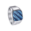 Wholesale Men's Titanium Steel Ring With Geometric Pattern And Carbon Fiber Inlay And Electroplating Processing