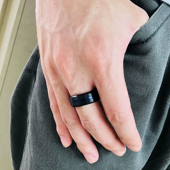 Wholesale Men's Titanium Steel Rings Geometric Pattern Electroplated Trendy Simple Style