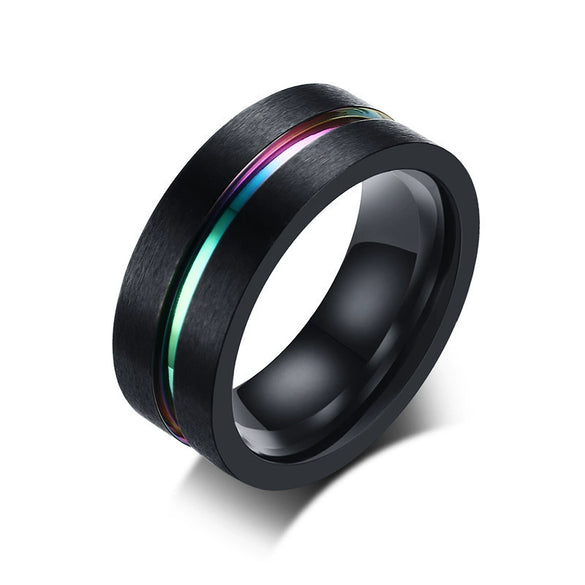 Wholesale Men's Titanium Steel Rings Geometric Pattern Electroplated Trendy Simple Style
