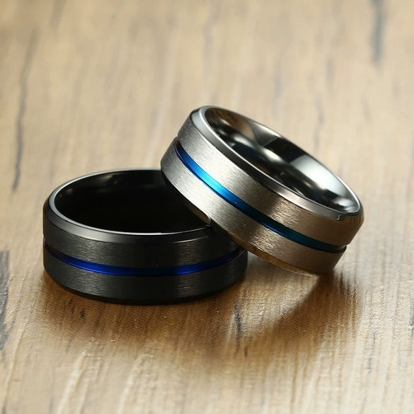 Wholesale Men's Titanium Steel Rings Geometric Pattern Electroplated Trendy Simple Style