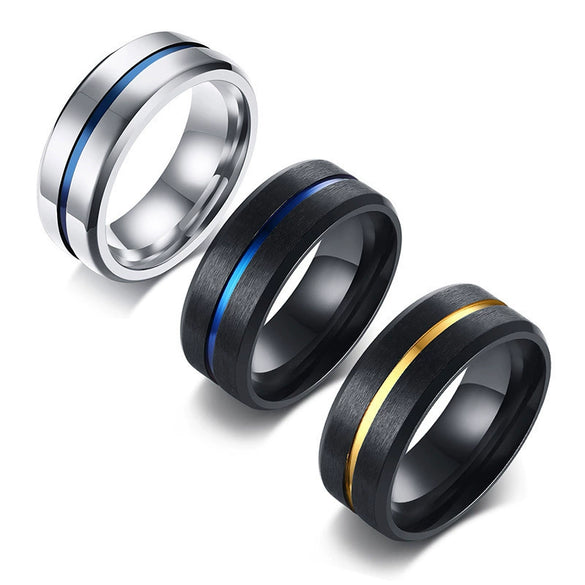 Wholesale Men's Titanium Steel Rings Geometric Pattern Electroplated Trendy Simple Style