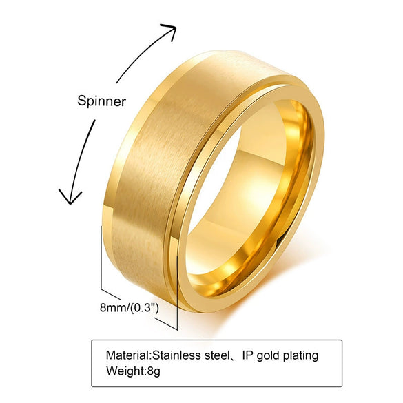 Wholesale Men's Titanium Steel Rotary Decompression Ring With Geometric Pattern And Electroplating Treatment