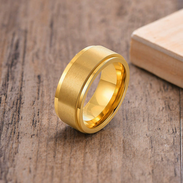 Wholesale Men's Titanium Steel Rotary Decompression Ring With Geometric Pattern And Electroplating Treatment