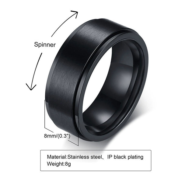 Wholesale Men's Titanium Steel Rotary Decompression Ring With Geometric Pattern And Electroplating Treatment