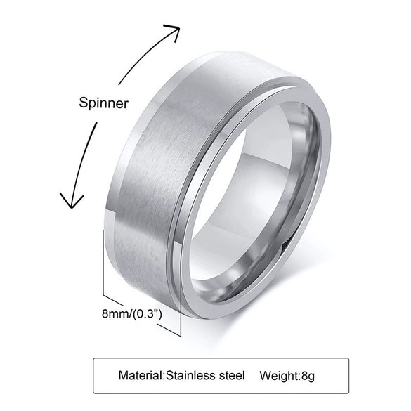 Wholesale Men's Titanium Steel Rotary Decompression Ring With Geometric Pattern And Electroplating Treatment