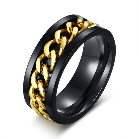 Wholesale Men's Titanium Steel Rotating Decompression Index Finger Ring Geometric Minimalist Electroplated Jewelry