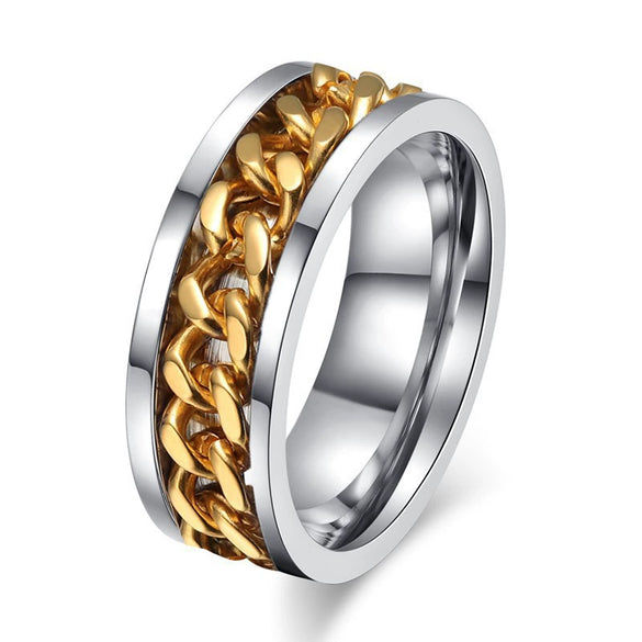 Wholesale Men's Titanium Steel Rotating Decompression Index Finger Ring Geometric Minimalist Electroplated Jewelry