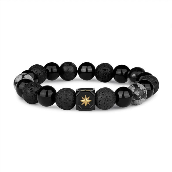 Wholesale Men's Titanium Steel Snowflake Sixpointed Star Rhombus Pattern Electroplated Bracelet