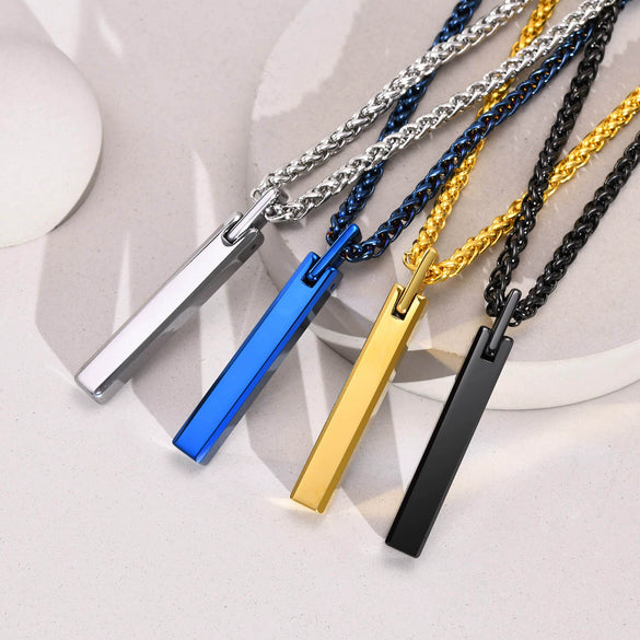 Wholesale Men's Tungsten Steel Glossy Pendant Necklace With Letters Numbers Text Pattern