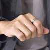 Wholesale Men's Tungsten Steel Ring Black Geometric Style Polished