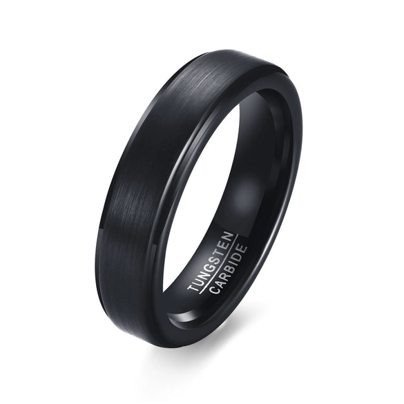 Wholesale Men's Tungsten Steel Ring Black Geometric Style Polished