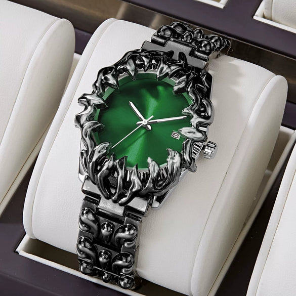 Wholesale Men's Vintage Waterproof Watch Irregular Claw Style Alabaster Alloy Case Mineral Reinforced Glass Mirror Stainless Steel Buckle