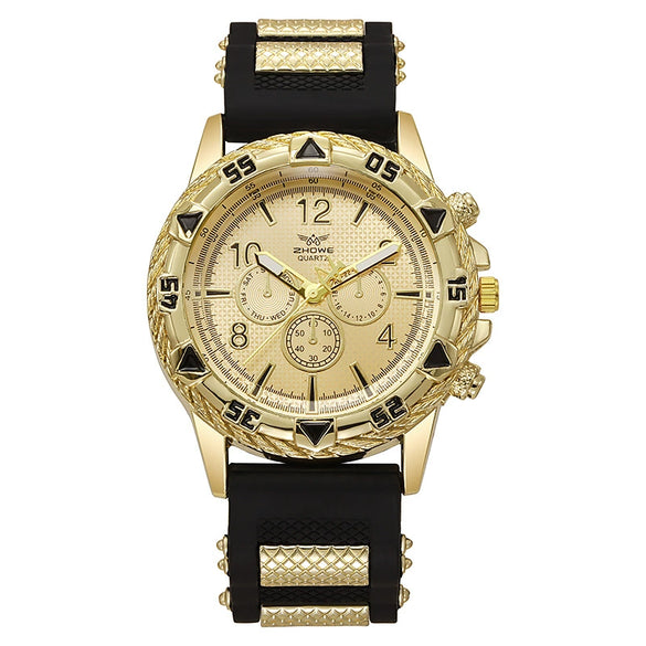 Wholesale Men's Watch Alloy Case Silicone Strap Round Dial Quartz Movement