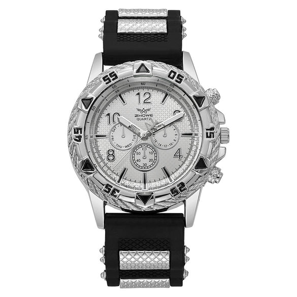 Wholesale Men's Watch Alloy Case Silicone Strap Round Dial Quartz Movement