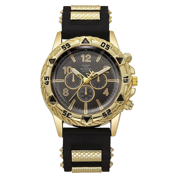 Wholesale Men's Watch Alloy Case Silicone Strap Round Dial Quartz Movement