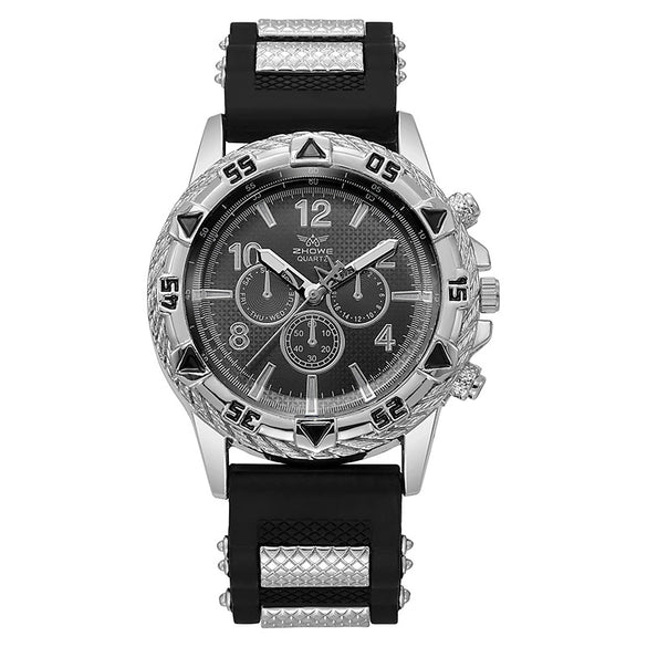 Wholesale Men's Watch Alloy Case Silicone Strap Round Dial Quartz Movement