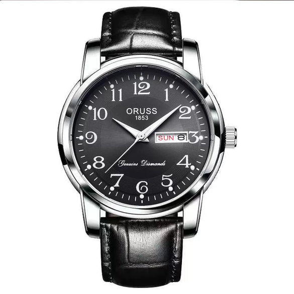 Wholesale Men's Waterproof Fashionable Watch Alloy Case Pu Strap Round Dial