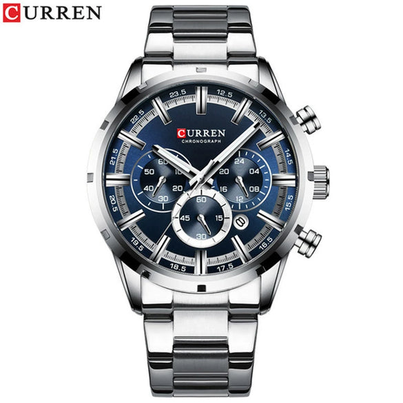 Wholesale Men's Waterproof Quartz Business Watch With Sixpin Calendar Stainless Steel Belt And Alloy Case Round Dial