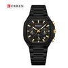 Wholesale Men's Waterproof Quartz Chronograph Wrist Watch With Calendar Square Dial Alloy Case Stainless Steel Strap And Buckle