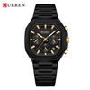 Wholesale Men's Waterproof Quartz Chronograph Wrist Watch With Calendar Square Dial Alloy Case Stainless Steel Strap And Buckle