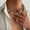 Wholesale Men's Wooden Bead Jewelry With Alloy Snail Pendant And Geometric Pattern Handmade Necklace