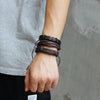 Wholesale Men's Woven Cowhide Bracelet Geometric Style Jewelry