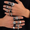 Wholesale Men's Zinc Alloy Geometric Skull Oil Drop Hiphop Niche Ring With Electroplating