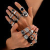 Wholesale Men's Zinc Alloy Geometric Skull Oil Drop Hiphop Niche Ring With Electroplating