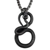 Wholesale Men's Zodiac Snake Pendant Necklace With Geometric Pattern Titanium Steel And Pearl Chain Dripping Oil Treatment