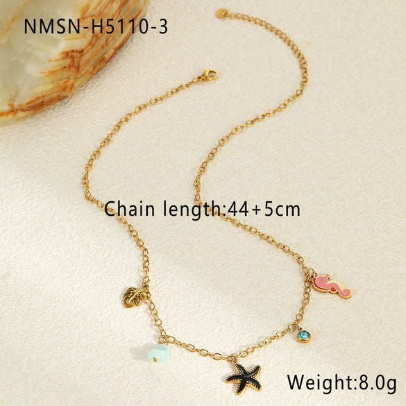 Wholesale Mermaid Stainless Steel Necklace 18K Gold Plated Geometric Design