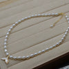 Wholesale Mermaid Tail Freshwater Pearl Necklace With Rice Shape And Copper Accessory