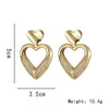 Wholesale Mesh Bag Rhinestone Hollow Heart Shaped Metal Gold Plated Earrings For Women